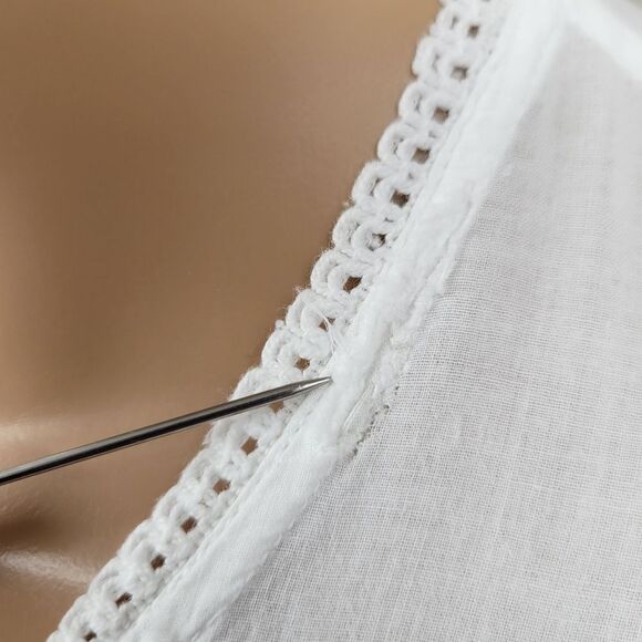 Erika Taylor White Cotton Embroidered Lace Button Up Nightgown Pajama Dress - Picture 10 of 16